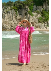 LOCCO Women's Figure Patterned Dress Fuchsia