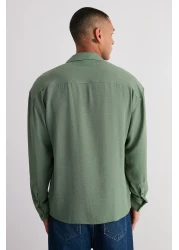  Collection قميص كتان صيفي كبير الحجم بياقة كاكي - TMNSS23GO00053