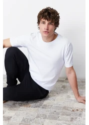  Collection تي شيرت أبيض نحيف/ضيق بأكمام قصيرة 100% قطن برقبة دائرية TMNSS19BO0001