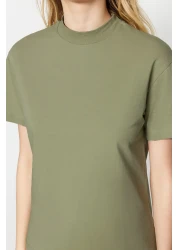  Collection Oil Green-Grey 2 Pack 100% Cotton Basic Stand Collar Knitted T-Shirt TWOSS20TS1500
