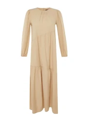  Modest فستان منسوج من القطن بقصة واسعة وتفاصيل من Mink Gathering TCTSS21EL3470