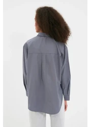  Collection Anthracite Loose Fit Cotton Woven Shirt TWOAW20GO0107