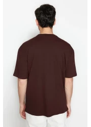  Collection تي شيرت قطني مطبوع كبير الحجم باللون البني - TMNSS20TS1099