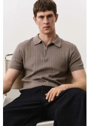 H&M Slim Fit Rib-knit Polo Shirt