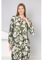 mervemoda قماش قطني منسوج - فستان صيفي نسائي بأكمام طويلة