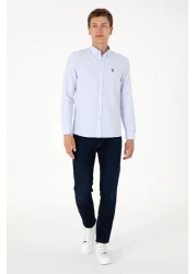 U.S. Polo Assn. قميص أساسي بأكمام طويلة باللون الأزرق الفاتح للرجال 50306338 -VR003