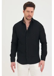 COOL TARZ Men's Slim Fit Slim Fit Long Sleeve Shirt with Self-Stripe Detail