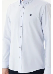 U.S. Polo Assn. قميص رجالي باللون الأزرق الفاتح بأكمام طويلة 50288653 -VR003