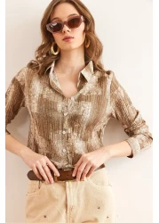 Olalook قميص نسائي بني اللون متدرج ذو ملمس عادي GML- 19001297