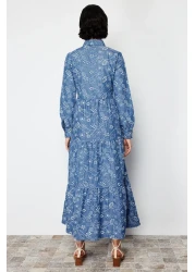  Modest Indigo Cotton Shirt Dress - TCTSS24EB00091