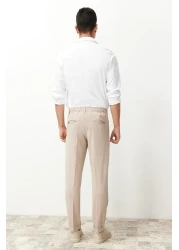  Collection Beige Italian Cut Pleated Classic Double Leg Fabric Trousers Tmnss24Pl00022