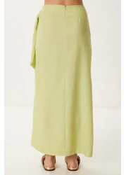 Happiness İstanbul Women's Pistachio Green Linen Shirt Skirt Suit Fn03475