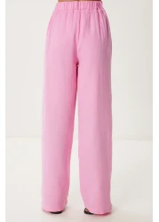 Happiness İstanbul Women's Pink Lacing Detailed Muslin Bottom-Top Set Bv00171