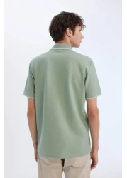 Defacto تي شيرت بولو ذو قصة عادية وأكمام قصيرة وياقة وافل D7932ax25sp