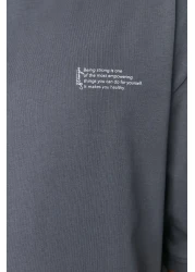  Collection تي شيرت أنثراسايت كبير الحجم مطبوع برقبة دائرية - 100% قطن TMNSS23TS00084