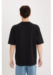 Defacto تي شيرت Boxy Fit برقبة دائرية وأكمام قصيرة من القماش الثقيل D5507AX25SP