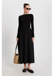 minaaise فستان نسائي محبوك ومنسوج باللون الأسود 29155