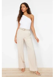  Collection بنطال قماش مطوي عالي الخصر بأرجل واسعة - TWOAW21PL0076