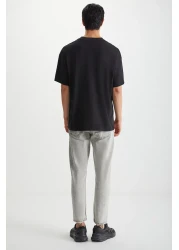 GRIMELANGE RAMADANP017 Men's 100% Cotton Crew Neck Printed Black T-Shirt