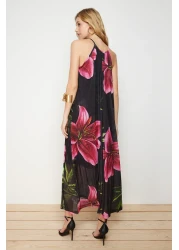  Collection Stretchy Black Maxi Knitted Dress - Halter Neck, TWOSS23EL02372