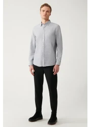 Avva Men's Black Buttoned Collar Cotton Easy-Iron Shirt A32Y2089