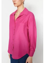  Collection Fuchsia Single Pocket Boyfriend/Wide Fit Cotton Woven Shirt TWOAW20GO0115