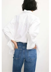 H&M بنطلون جينز واسع وعالي الخصر