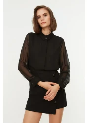  Collection Transparent Black Woven Shirt - Regular Fit, TWOAW20GO0116