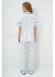 Trend Alaçatı Stili طقم بيجامة نسائي من القطن بجيب واحد وتفاصيل أنابيب من Micro Flower Saks PJM-X13898