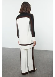  Modest Stand Collar White Knitwear Set - Tctaw25Us00030