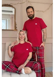 Pijamaevi Claret Red Bear Short Sleeve Dear Family Pajamas - Women's Set