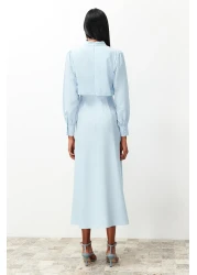  Modest Light Blue Aller Piece Detail Woven Dress Tctss24Eb00190