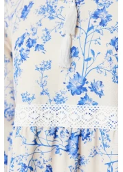  Modest Beige Linen Look Floral Woven Dress TCTSS24EB00054