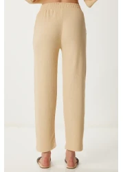 Happiness İstanbul Women's Cream Kimono Trousers Knitted Set BY00050