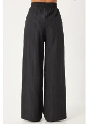 Happiness İstanbul Black Belted Palazzo Vest and Knitted Set - BY00055