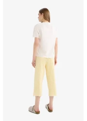 Defacto طقم بيجامة بأكمام قصيرة، علوي مرن، خصر طويل، قاع طويل، Fall In Love F1595ax25sm