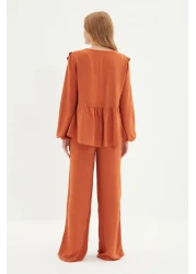  Collection Cinnamon Flower Embroidered Frilly Viscose Woven Pajamas Set Thmaw22Pt0293