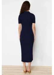  Collection Navy Blue Maxi Polo Neck Dress Twoss24El00282