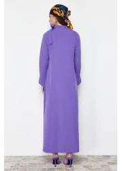 Modest Purple Collar Tie Detailed Woven Dress TCTSS23EB00283