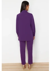  Modest Purple Bird Eye Detailed Aerobin Woven Lower Upper Set TCTSS24US00054