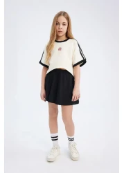 Defacto Girls' 2-Piece Set Crew Neck Printed Short Sleeve T-Shirt Skirt E0416A825Sm