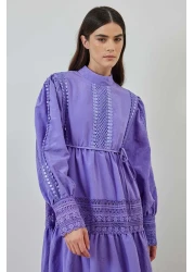 Hooopstore فستان بتفاصيل دانتيل أرجواني