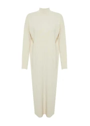  Modest Stone Stand Collar Knitwear Dress TCTAW24EB00015