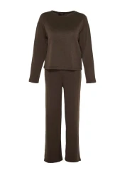  Collection Brown Corded Knitted Pajama Set Thmaw21Pt0684