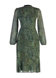  Collection Green Shawl Pattern - Flounce Woven Winter Dress Twoaw23El01436