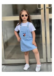 yns coolstar minnie embroidery Jeans Adjustable Strap Gilet / Denim Dress