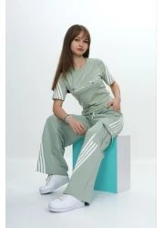 Asortix Girls' Two-Piece Bottom&Top Set-Cargo Pocket Pants & Short Sleeve T-Shirt – 100% Cotton