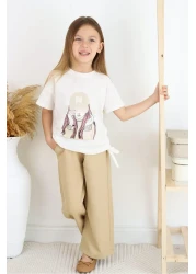 Çocuksan Baby&Kids Wear طقم نادل للفتيات بعمر 7 سنوات - بيج، مطبوع عليه فتاة