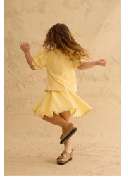 Fahhar Kids طقم تنورة بتفاصيل حجر الماء باللون الأصفر