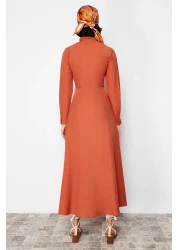  Modest Tile Collar Tie Detailed Buttoned Woven Dress TCTSS24EB00149